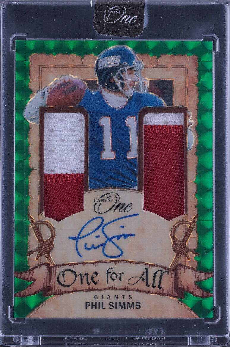 2023 Panini One #348 Phil Simms 46/49 Green One For All Patch Auto Giants