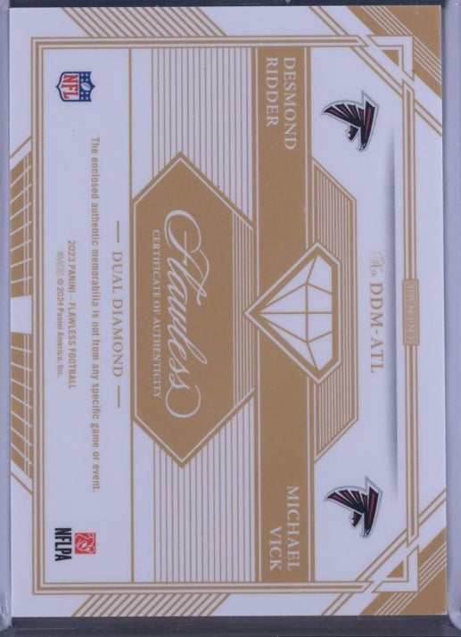 2023 Flawless #DDM-ATL Ridder / Michael Vick 12/20 Dual Diamond Patch Silver