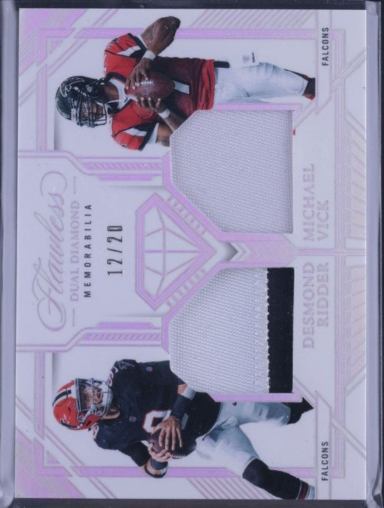 2023 Flawless #DDM-ATL Ridder / Michael Vick 12/20 Dual Diamond Patch Silver