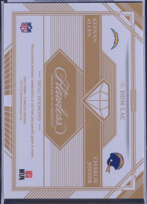 2023 Flawless #DDM-LAC Keenan Allen Charlie Joiner 9/15 Dual Diamond Patch Ruby