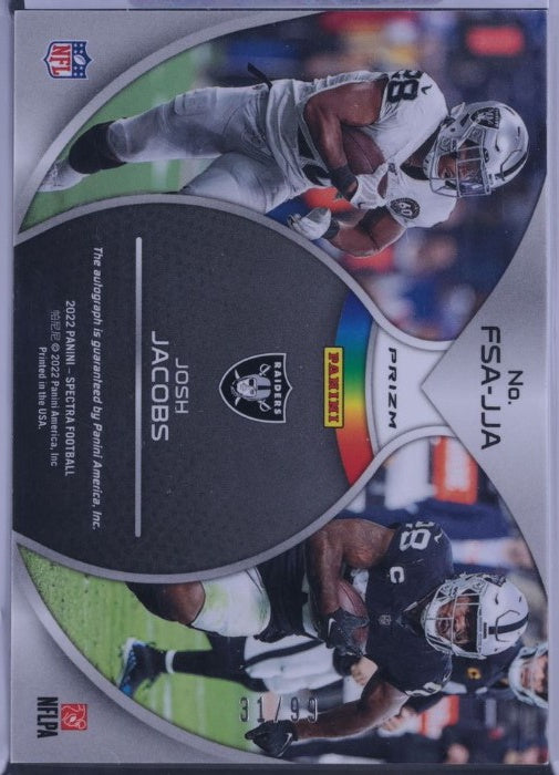 2022 Panini Spectra #FSA-JJA Josh Jacobs Full Spectrum Autographs 31/99