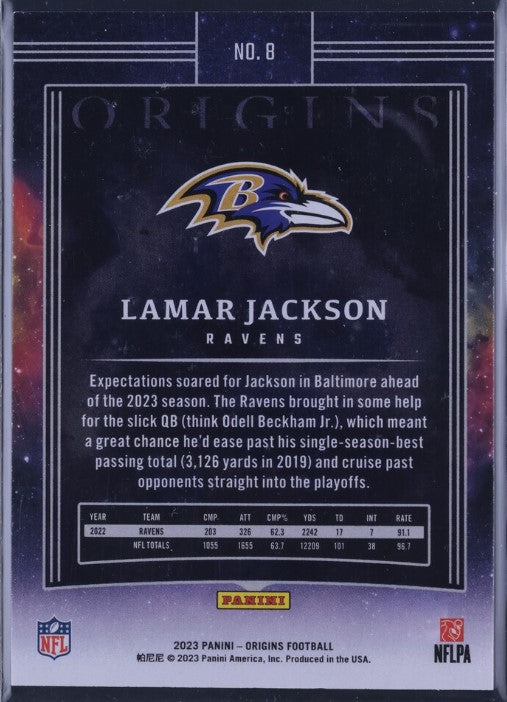 2023 Panini Origins #8 Lamar Jackson Turquoise 24/50 Ravens