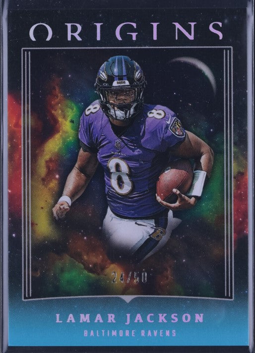 2023 Panini Origins #8 Lamar Jackson Turquoise 24/50 Ravens