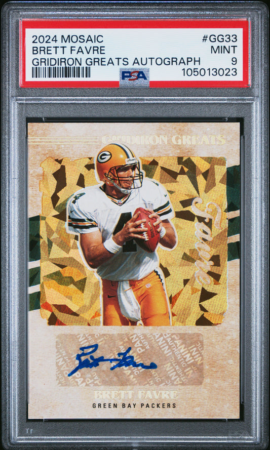 2024 Panini Mosaic #GG33 Brett Favre Gridiron Greats Autograph PSA 9 Packers