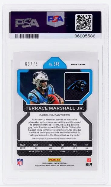 2021 Prizm #348 Terrace Marshall Jr. RC Auto  Green Scope PSA 9 63/75