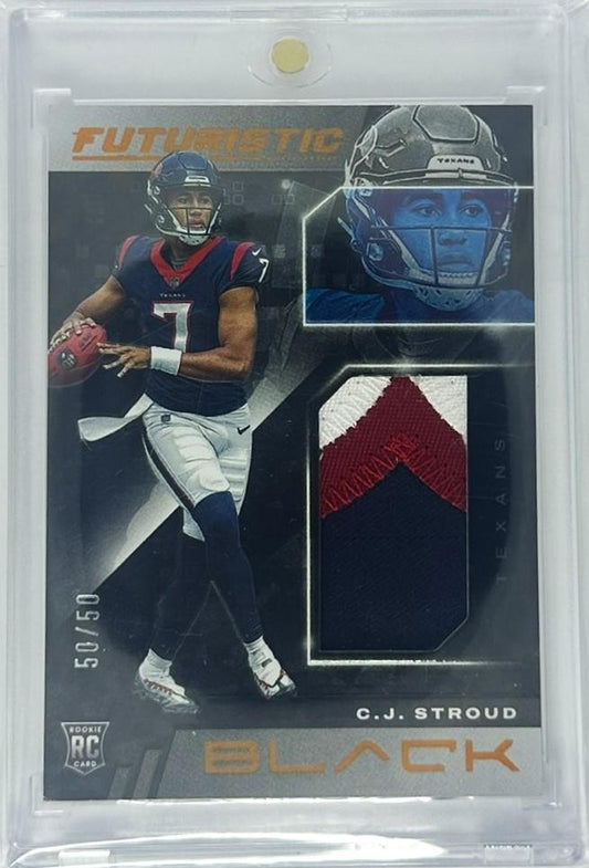2023 Panini Black #FUT-19 C.J. Stroud RC Patch Futuristic Citrine 50/50