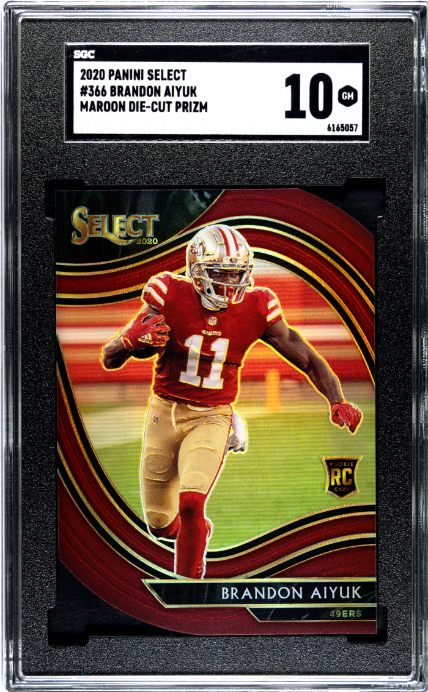 2020 Panini Select #366 Brandon Aiyuk Maroon Prizm Die Cut RC Rookie SGC 10