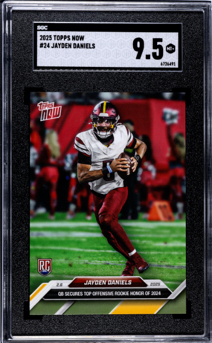 2025 Topps Now #24 Jayden Daniels SGC 9.5 Washington Commanders