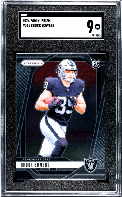 2024 Panini Prizm #315 Brock Bowers RC Rookie SGC 9 Las Vegas Raiders