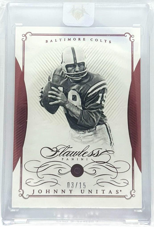 2015 Panini Flawless #1 Johnny Unitas Genuine Ruby 03/15 Colts