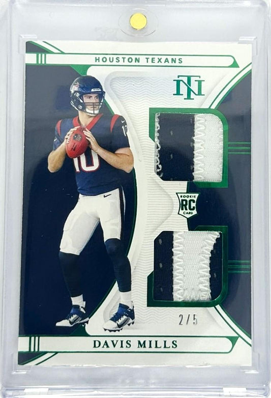 2021 Panini National Treasures #RDM-22 Davis Mills RC Dual Patch Emerald 2/5