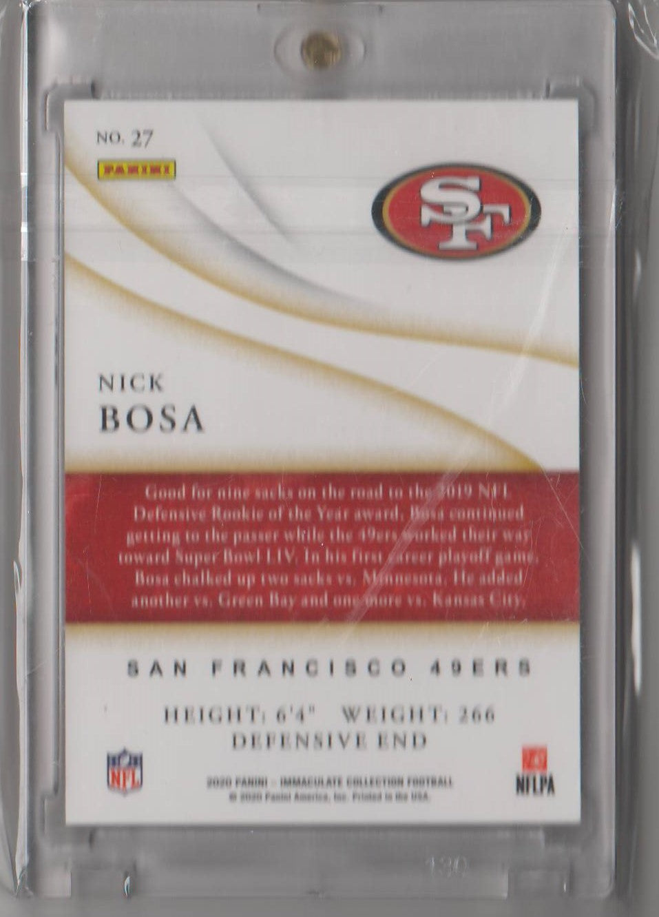 2020 Panini Immaculate Ruby /25 Nick Bosa #27