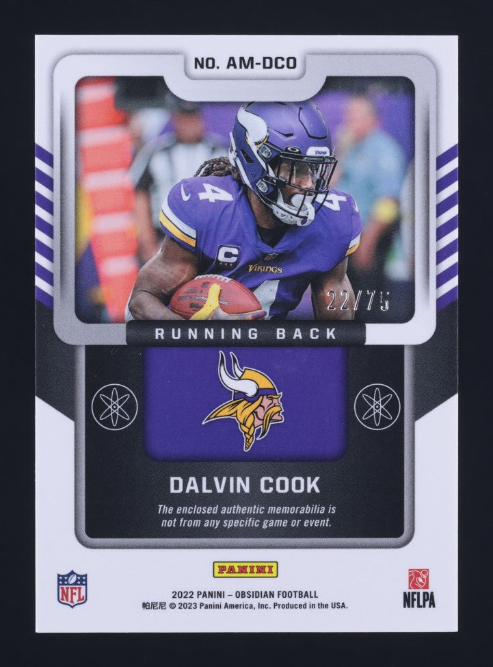 2022 Panini Obsidian Dalvin Cook Atomic Material Patch 22/75 Vikings #AM-DCO