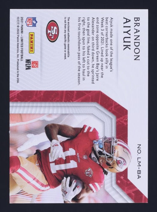 2021 PANINI LIMITED BRANDON AIYUK /25 LIMITLESS PATCH RELIC RUBY RED 49ERS