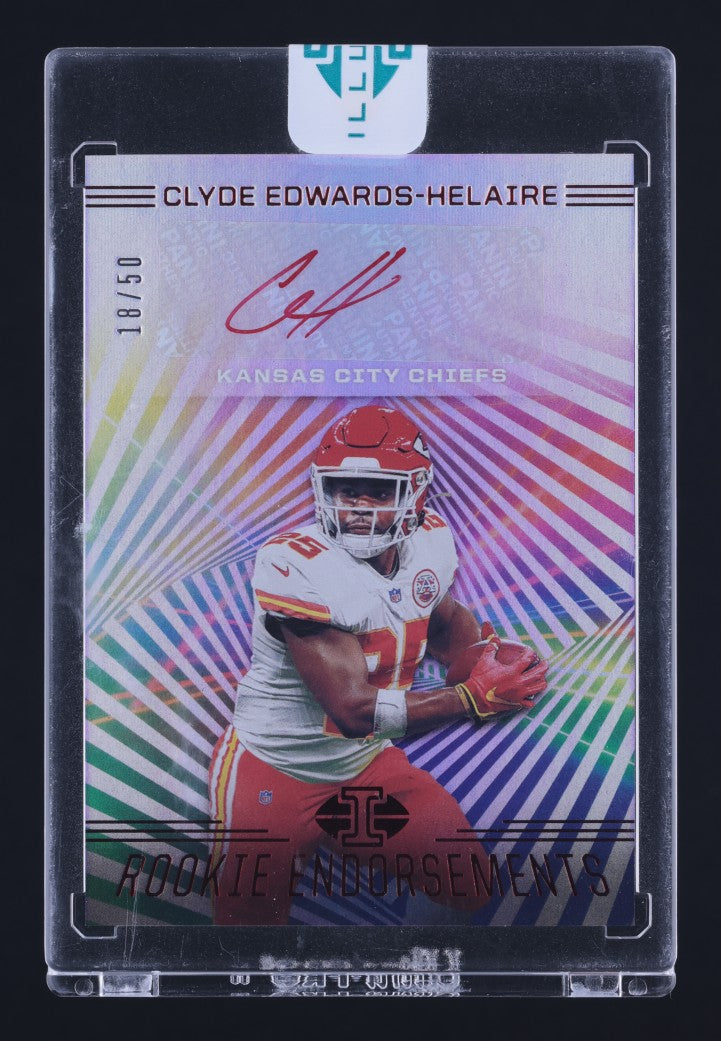 2020 PANINI ILLUSIONS CLYDE EDWARDS-HELAIRE ROOKIE ENDORSEMENTS RC AUTO Red #/50